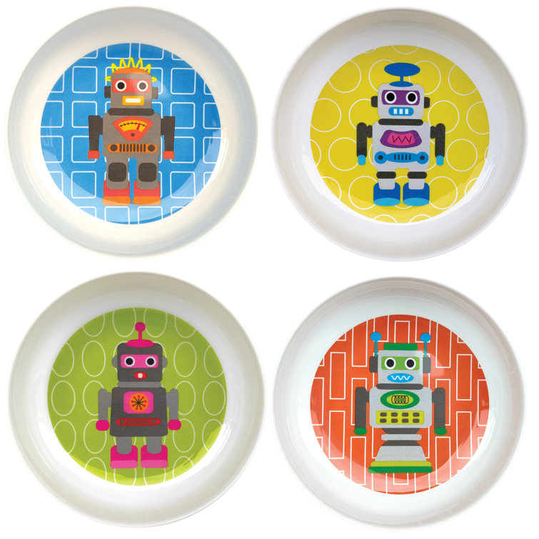 French Bull 4pc Kids Bowl Set - Robots | Wayfair